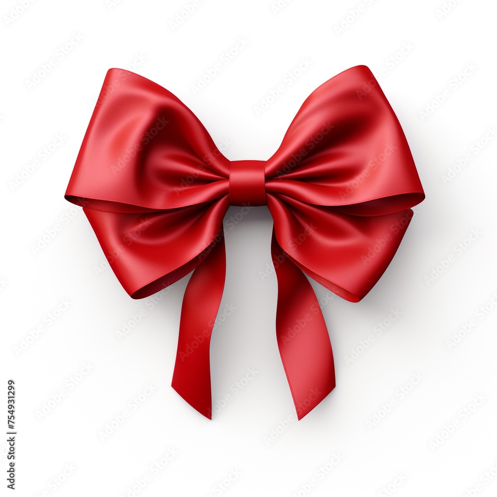 Red bow on a white background сreated with Generative Ai Red bow on a white background сreated with Generative Ai