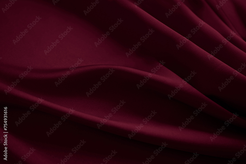 Obraz premium Black dark deep burgundy ruby cherry plum red abstract background. Silk satin velvet fabric. Elegant luxury rich. Curtain drapery fold line wave flow. Romance, Valentine, Birthday, Christmas. Design.