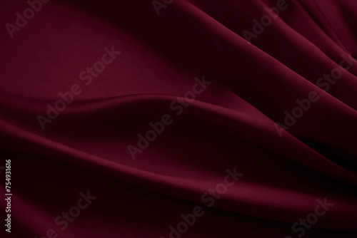 Black dark deep burgundy ruby cherry plum red abstract background. Silk satin velvet fabric. Elegant luxury rich. Curtain drapery fold line wave flow. Romance, Valentine, Birthday, Christmas. Design. photo