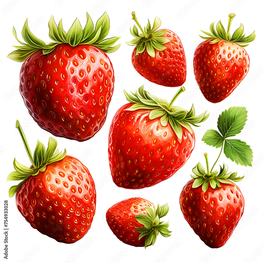 Set of strawberries watercolor Set of strawberries watercolor