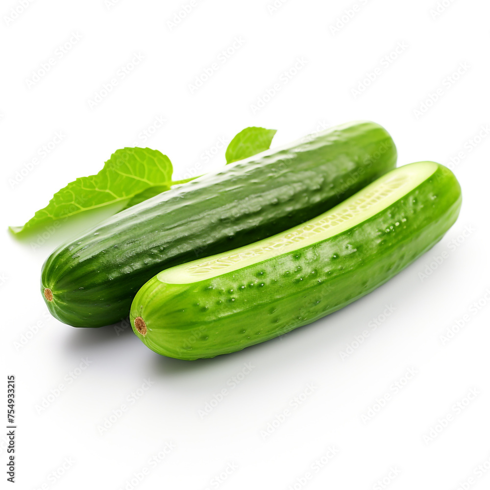 cucumber on a white background сreated with Generative Ai cucumber on a white background сreated with Generative Ai