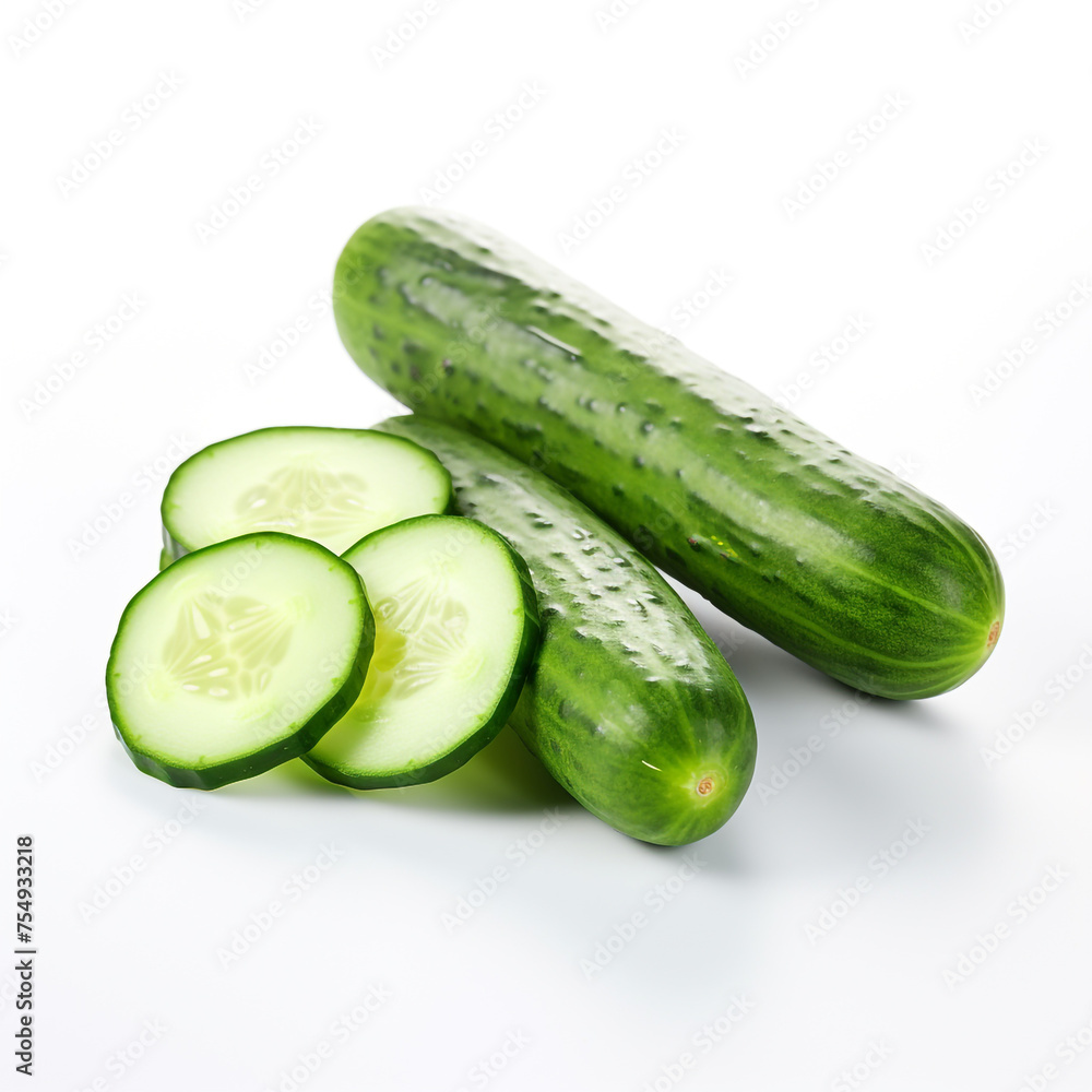 cucumber on a white background сreated with Generative Ai cucumber on a white background сreated with Generative Ai
