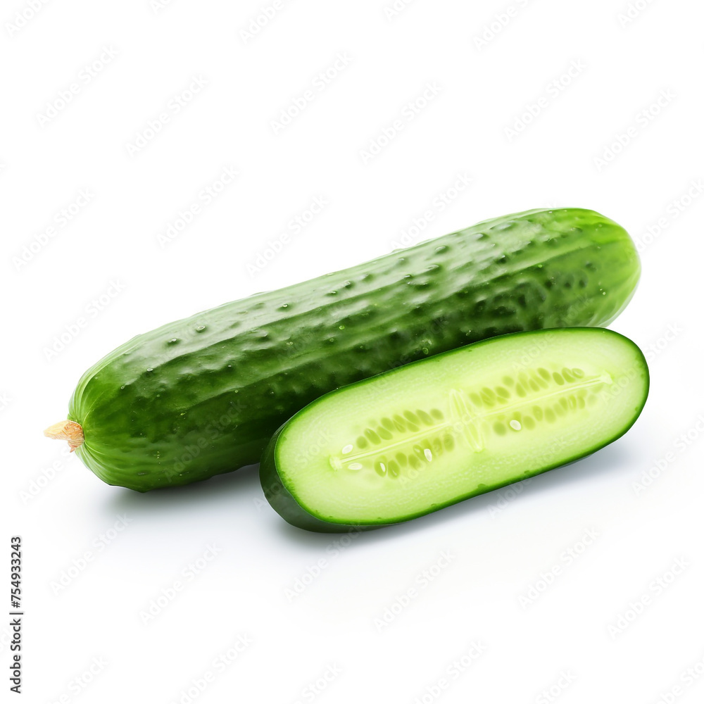 cucumber on a white background сreated with Generative Ai