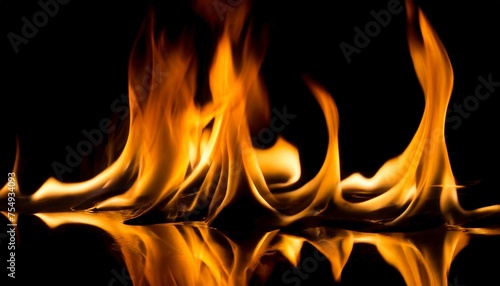 beautiful flame lights with reflection on a black background close-up