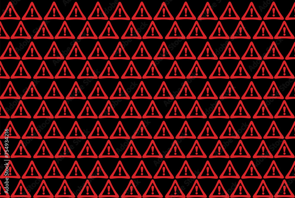 symbol of caution, pattern in black and red colors, background symbol of caution, pattern in black and red colors, background