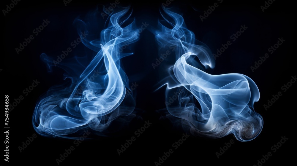 Fototapeta premium Double smoke light effect on dark background for dramatic and atmospheric visuals concept, banner