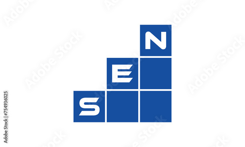 SEN initial letter financial logo design vector template. economics, growth, meter, range, profit, loan, graph, finance, benefits, economic, increase, arrow up, grade, grew up, topper, company, scale