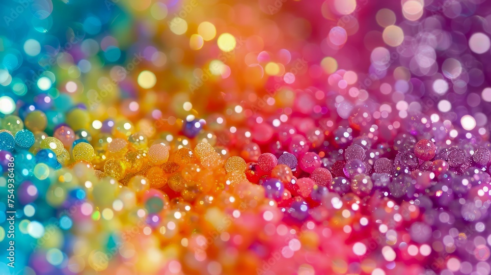 Vibrant Multicolored Beads Texture Background - Rainbow Spectrum Decorative Craft Material Close-up