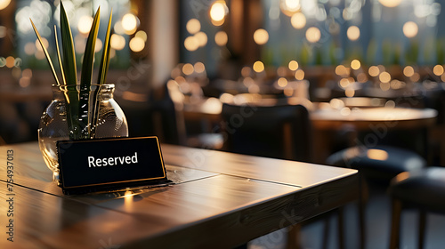 Reserved concept image with a  Reserved  sign on a restaurant table
