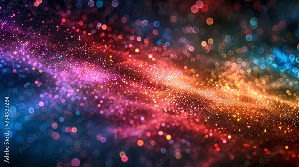Vibrant Abstract Cosmic Background with Colorful Pink, Blue, and Orange Nebula Particles