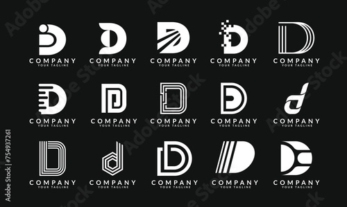 PrintLetter D logo set with modern creative concept for company or person Premium Vector