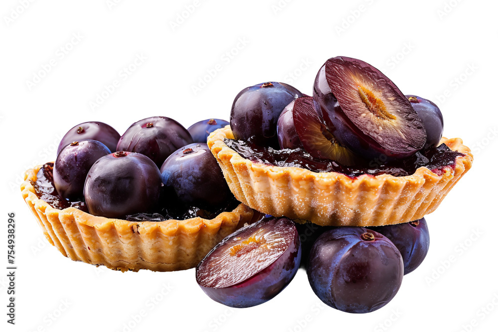 Fototapeta premium purple plum cake on white background 