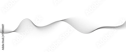 Flowing Dot Wave Pattern Halftone Curve Shape on Transparent Background