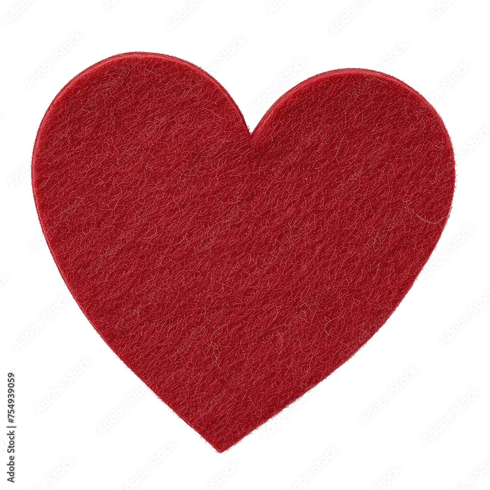 Red Felt Heart Shape Symbolizing Love, Affection, and Valentine's Day Concept.
