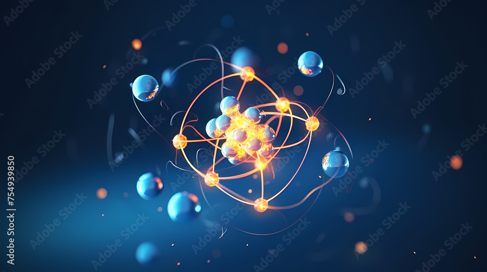 Atomic model with visible electron orbitals