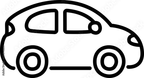 Small hatchback city car line icon in cute cartoon hand drawn doodle style. Vector clip art illustration.