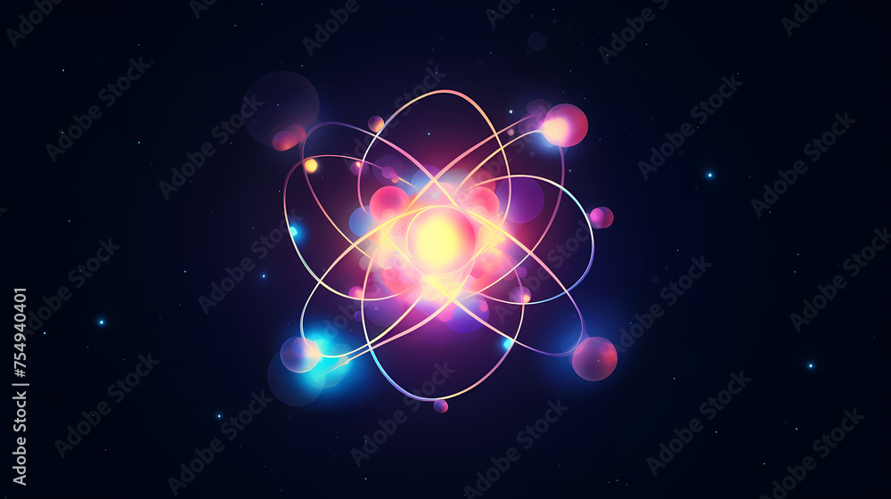 Fototapeta premium Atomic model with visible electron orbitals