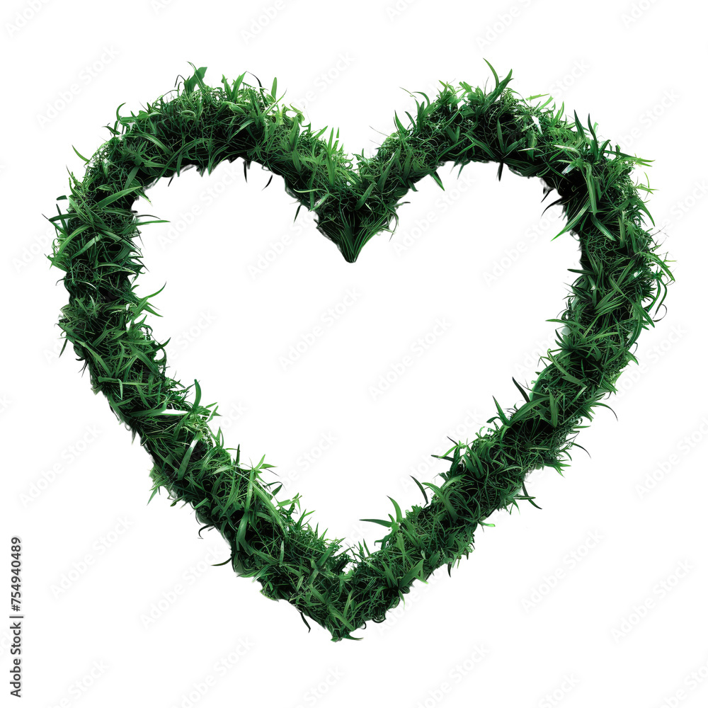 Green Heart-Shaped Wreath Made of Leaves and Thorns Depicting the Concept of Resilient Love. Green Heart-Shaped Wreath Made of Leaves and Thorns Depicting the Concept of Resilient Love.