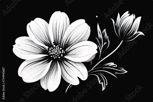 Fototapeta Naklejka Na Ścianę i Meble -  Silhouette flower plant vector image and white background. Flower icon. Beautiful blooming flower garden. Flower simple icon. Vector illustration.                                                      