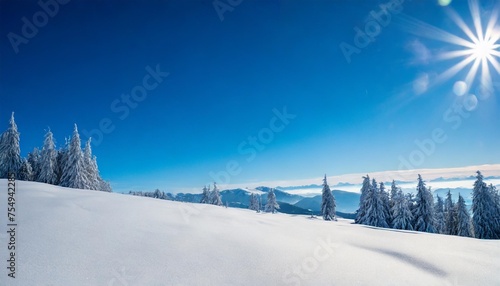 winder wonderland wide panorama snowy snowflakes on blues header background for winter