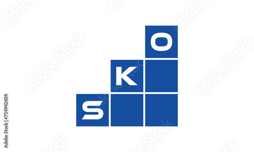 SKO initial letter financial logo design vector template. economics, growth, meter, range, profit, loan, graph, finance, benefits, economic, increase, arrow up, grade, grew up, topper, company, scale
