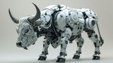 This robotic bull, amidst the vast savanna, serves as a metallic beacon of future agricultural advancements and sustainable investment practices.