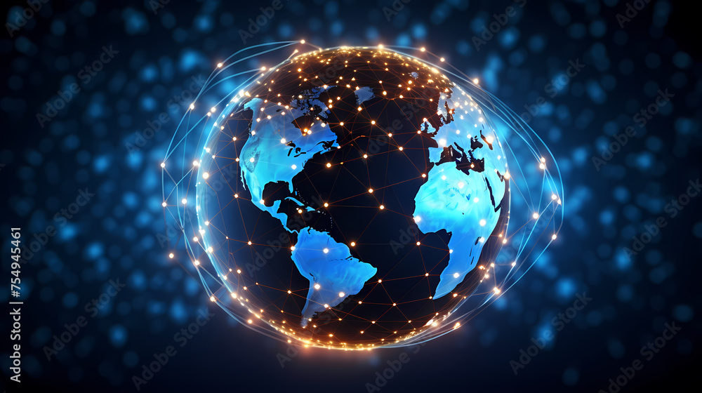 Digital technology network big data effect connected node cluster network, abstract connection background line sphere Digital technology network big data effect connected node cluster network, abstract connection background line sphere