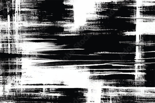 Abstract background. Monochrome texture. Image includes a effect the black and white tones. White paint strokes on black background. Black and white Grunge texture.                                    