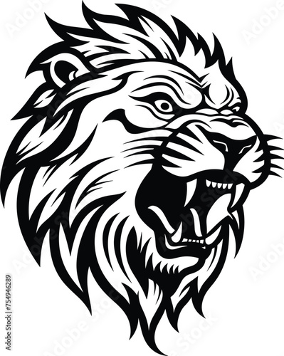 aztec roaring lion tattoo design vector