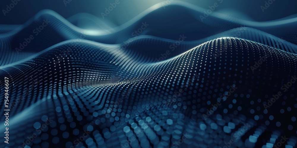 A blue wave with many dots on it A blue wave with many dots on it