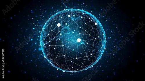 Digital technology network big data effect connected node cluster network, abstract connection background line sphere