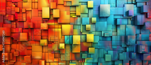 Abstract texture wall with colorful squares