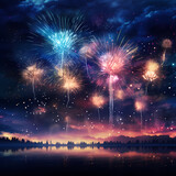 Fireworks lighting up the night sky. 