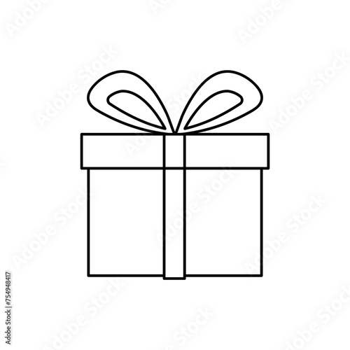 gift box icon, editable stroke, black line vector illustration, present sign