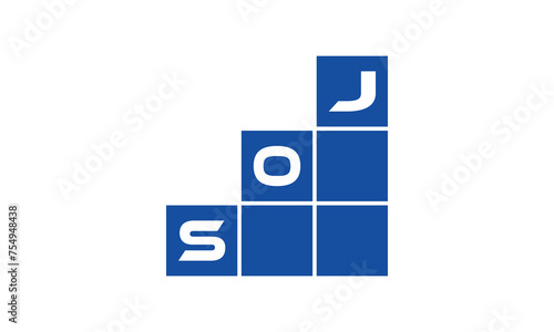 SOJ initial letter financial logo design vector template. economics, growth, meter, range, profit, loan, graph, finance, benefits, economic, increase, arrow up, grade, grew up, topper, company, scale photo