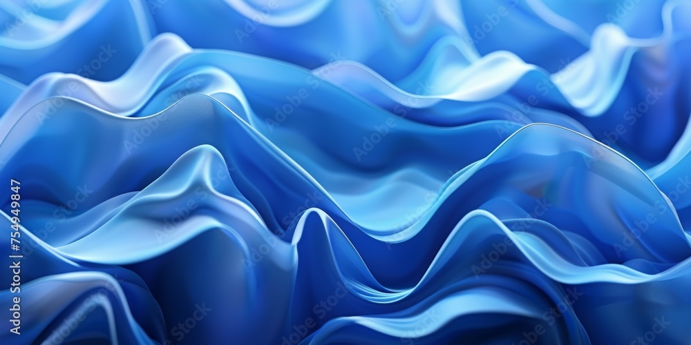 Obraz premium The image is a blue wave with a lot of detail