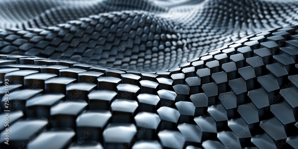Fototapeta premium A close up of a metal surface with a pattern of hexagons