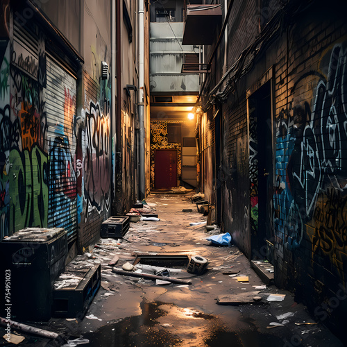 Urban exploration gritty city alleyways.  © Cao
