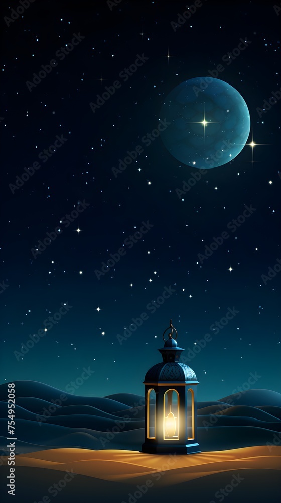 Arabic lantern with burning candles with copyspace in the desert. Ramadan Kareem greeting card Arabic lantern with burning candles with copyspace in the desert. Ramadan Kareem greeting card