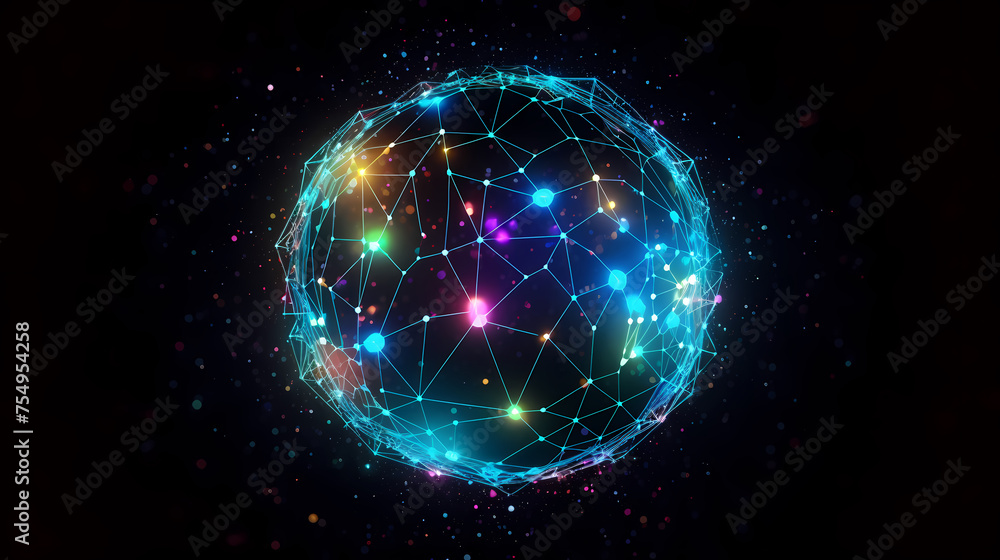 Global communication concept earth rotation and node network Global communication concept earth rotation and node network