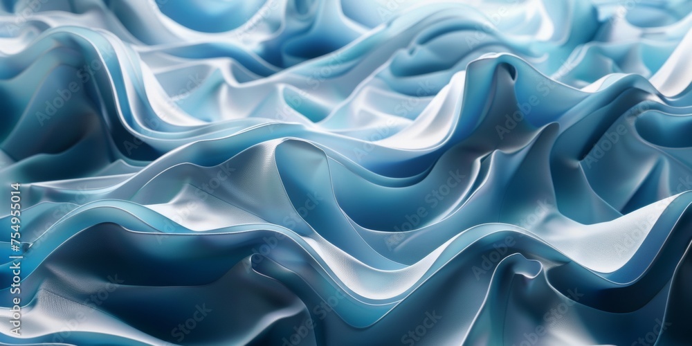 Obraz premium The image is a blue and white wave pattern