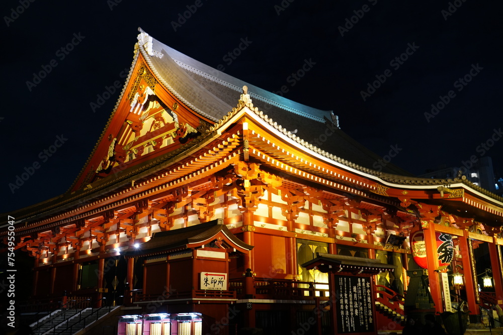 Main Hall of Sensoji or Asakusa Kannon Temple in Asakusa, Tokyo, Japan - 日本 東京 浅草 浅草寺 本堂 Main Hall of Sensoji or Asakusa Kannon Temple in Asakusa, Tokyo, Japan - 日本 東京 浅草 浅草寺 本堂