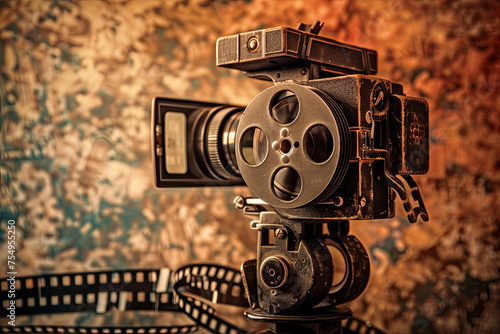 Vintage movie camera and film