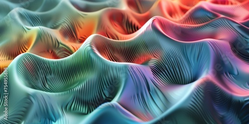 A colorful wave with a blue and green background