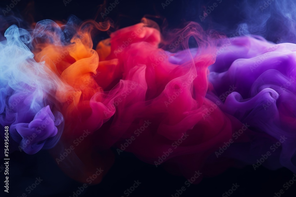 Fototapeta premium Vibrant Color Smoke Waves on Dark Background