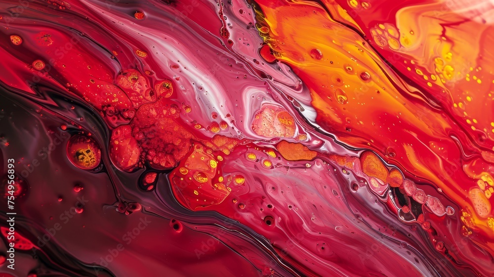 Vibrant Abstract Red Swirls and Textures Macro Photography