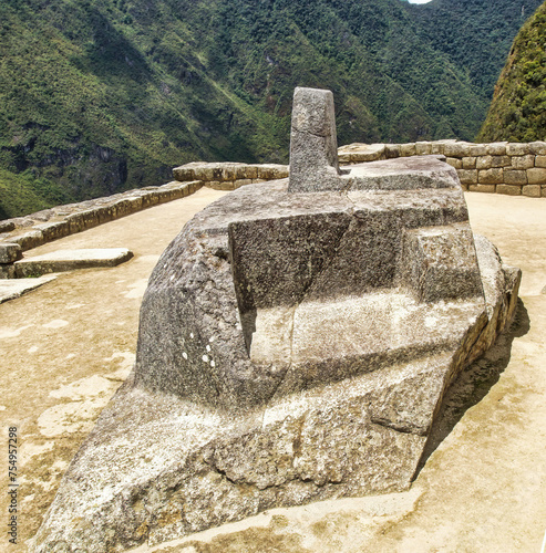 Details of stone houses in the famous archaeological site of Machu Picchu in Peru the 15th century Inca citadel located in the Andes of Peru, designated a UNESCO World Heritage Site in 1983 photo