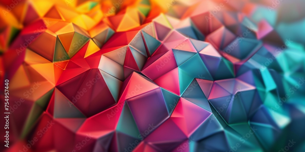 A colorful abstract image with many different colored triangles