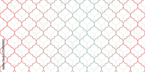 Moroccan Seamless Pattern. Arabic Mosaic Watercolor Ornament. Eid Mubarak Muslim Background. Ramadan Kareem Islamic Illustration. Turkish Mosque Window Shape.