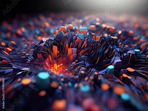 Free Photo 3D abstract fractal background whit Design element for brochure Digital collage